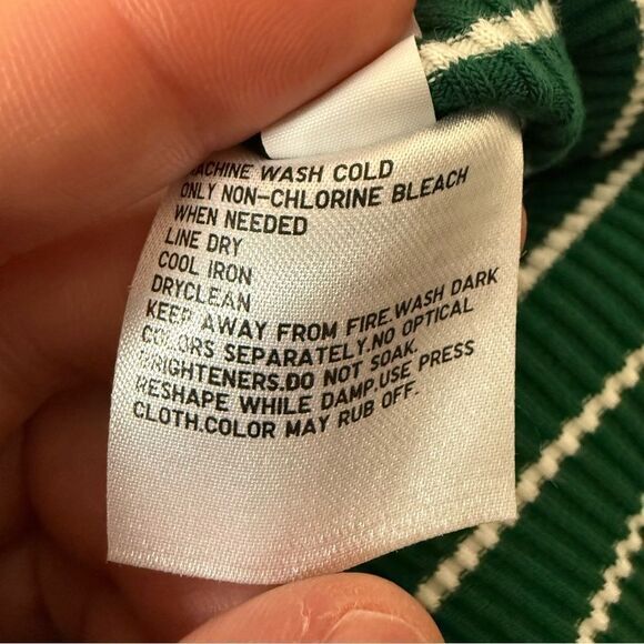 Uniqlo Shirt Womens Sz M Green White Striped Ribbed Long Sleeve Pullover Stretch - Picture 10 of 12